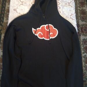 Black Hoodie with Red Cloud Design